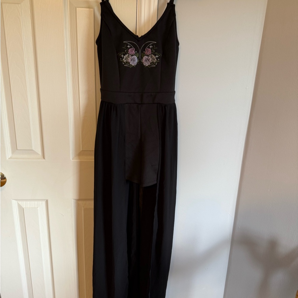 Hot Topic Black Garment with Floral Embroidery